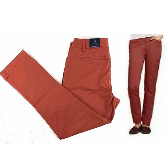 NWT Lands End Women's Straight Leg Chino Pants Pink Clay Size 2 26/27W $55 BB08 - Picture 1 of 1